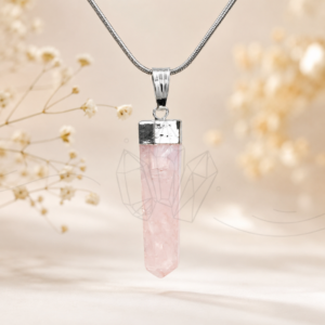 rose quartz crystal pencil pendant