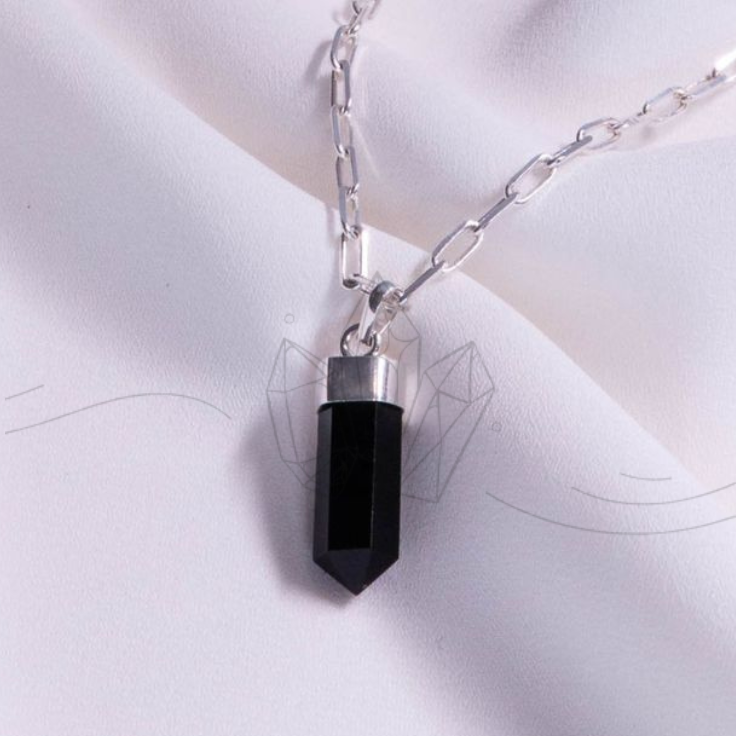 black onyx crystal pencil pendant black onyx crystal pencil pendant